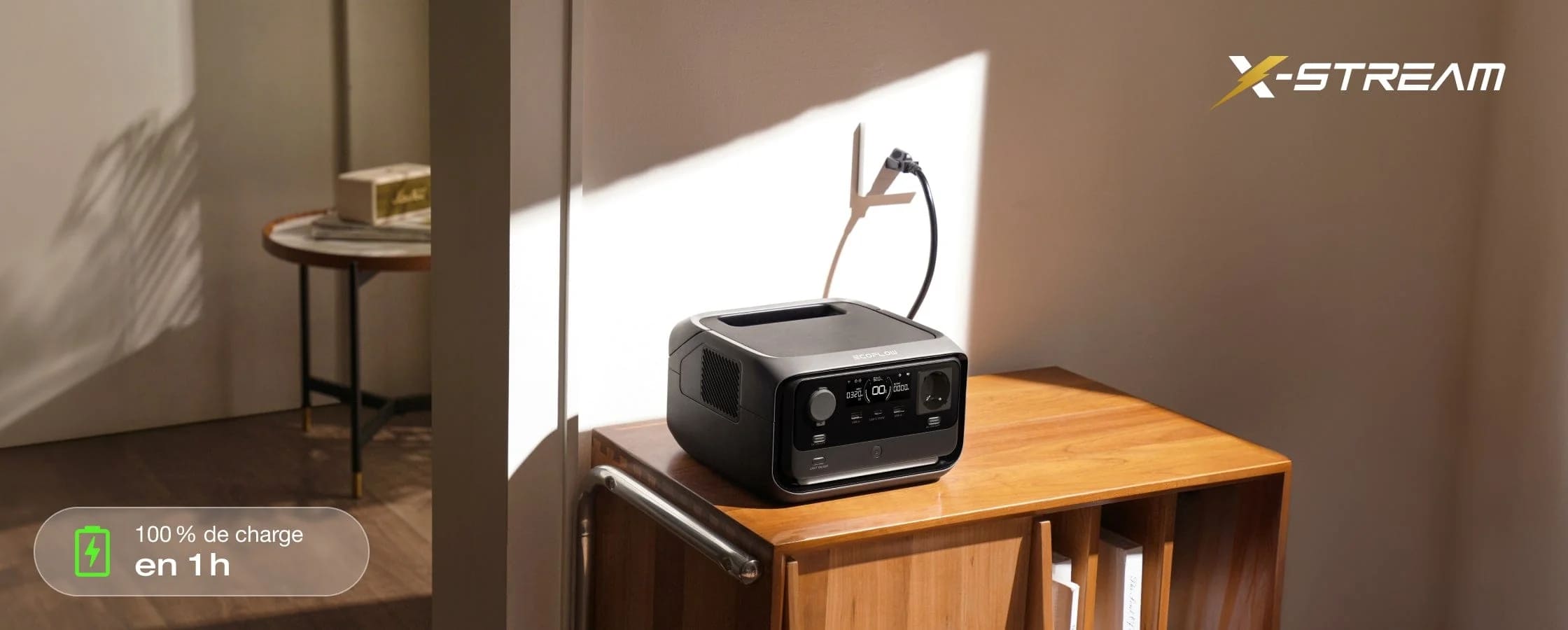 Prise secteur : 0 à 100 % en 1h river 3 max Ecoflow